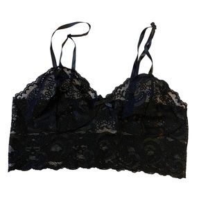 Vintage Je Tadore Lace Bralette Black Lounge Bra Lace Sheer Women’s Size Large